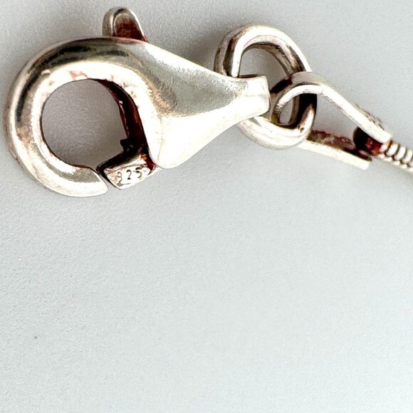 Sterling Silver 925 Circle Pendant Necklace Aqua Blue Fused Glass Centerpiece - Picture 7 of 9